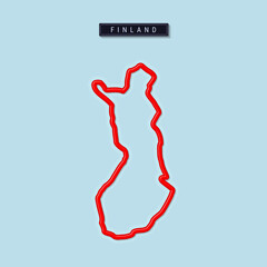 Finland bold outline map. Vector illustration