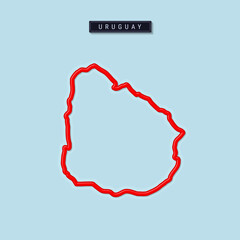 Uruguay bold outline map. Vector illustration