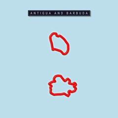Antigua and Barbuda bold outline map. Vector illustration