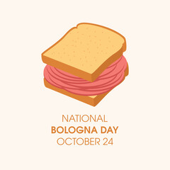 National Bologna Day vector. Bologna sandwich icon vector. Toast bread with salami vector. Bologna Day Poster, October 24. Important day