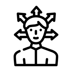 choice of direction man line icon vector. choice of direction man sign. isolated contour symbol black illustration