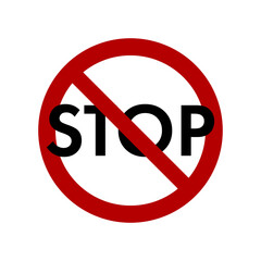Stop prohibition sign. No symbol isolated on white. Vector illustration