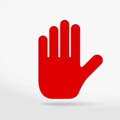 Red prohibition sign. Stop hand icon. No symbol isolated on white. Vector illustration