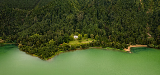 Remote house in the green forest