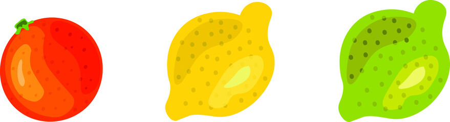 orange,lime, and lemon vector design