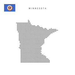 Fototapeta premium Square dots pattern map of Minnesota. Dotted pixel map with flag. Vector illustration