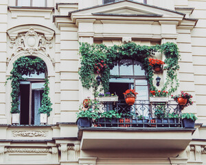 balcony with flowers