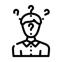 searching answers male line icon vector. searching answers male sign. isolated contour symbol black illustration
