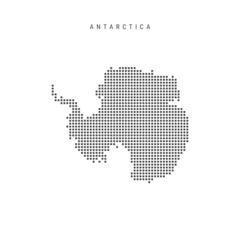 Square dots pattern map of Antarctica. Dotted pixel map. Vector illustration