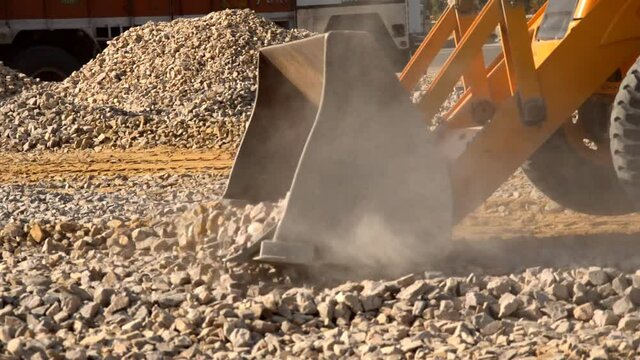 Bulldozer working on construction site.