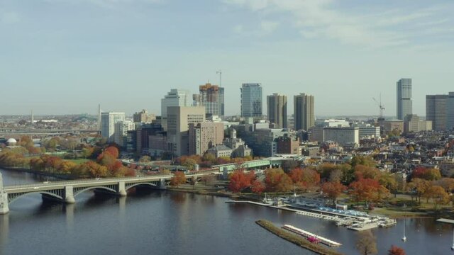 Flying over Charles River toward Longfellow Bridge