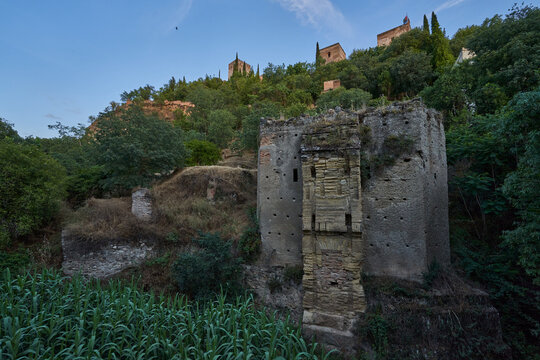 Remains of the Cadi or Tableros bridge at the foot of the Alhambra in Granada in Spain.
