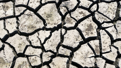 Cracked earth in a severe drought. The unbearable heat.