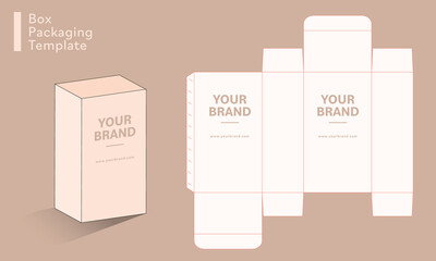 Premium paper box die cut template with 3d mock up, supplement box, square box, Packaging template, Vector illustration EPS10.