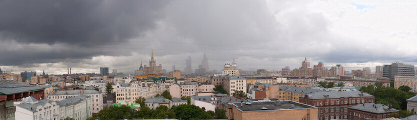 Fototapeta na wymiar View of the roofs of Moscow. Patriarch's Ponds
