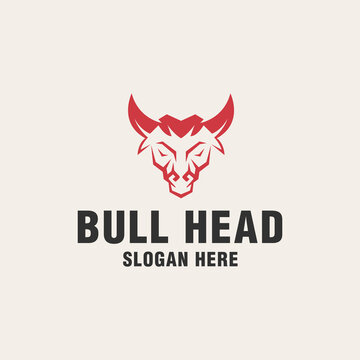 Bull head logo template on monogram style