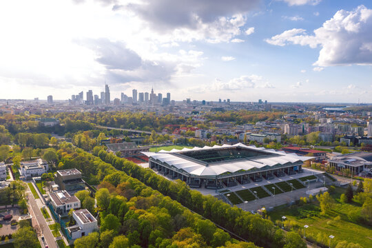 Warsaw, Poland - May 2021: Polish Army Stadium, home arena for Legia Warszawa