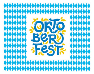 Handwritten lettering Oktoberfest. Vector Oktoberfest typography design for greeting cards, posters and flags. Vector banner of beer festival. Celebration template design. Vector illustration.