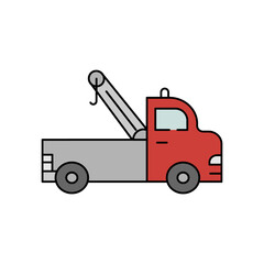 Fototapeta na wymiar tow truck, car breakdown, crane line icon colored. element of car repair illustration icons. Signs, symbols can be used for web, logo, mobile app, UI, UX