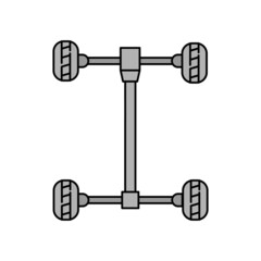 chassis, wheels, vehicle line icon colored. element of car repair illustration icons. Signs, symbols can be used for web, logo, mobile app, UI, UX