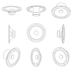 Vector car loud speakers - different views