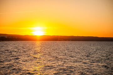 Beautiful sea evening landscape. Beautiful color of the waves and the sky