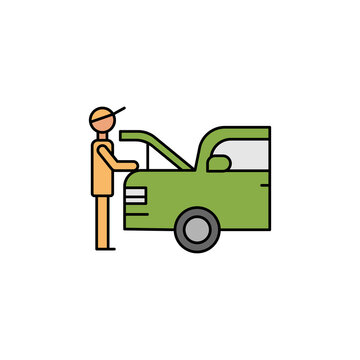 mechanic, garage, man line icon colored. element of car repair illustration icons. Signs, symbols can be used for web, logo, mobile app, UI, UX