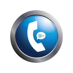 Blue web button with call icon.