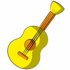 Single element Guitar. Draw illustration in color