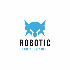 Obraz premium robot technology Logo vector design. robotic symbol icon graphic. mascot emblem for Company and business