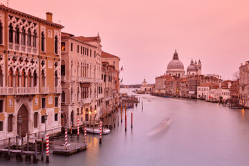 View of the Grand Canal and the Basilica of Santa Maria della Salute, from the Bridge of Academy, Venice, Italy