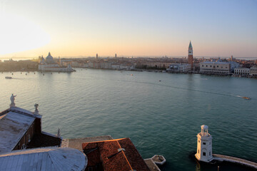 Naklejka premium Venetian cityscape seen from Saint George's island, Venice, Italy