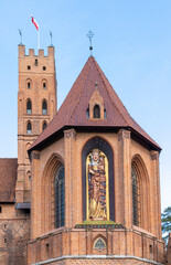 vertical view of the historic Malbork Castle in northern Poland