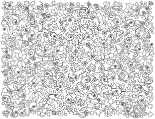 Coloring for adults and children. Relax. Weaving plants