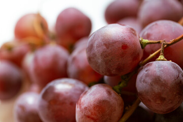 Organic italian ripe red globe grape close up macro