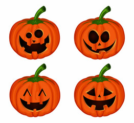 Orange pumpkins with smile expression to make your design even better for Halloween holidays. Colorful illustration.