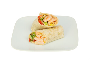 Prawn wraps on a plate