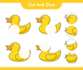 Cut and glue, cut parts of Rubber Duck and glue them. Educational children game, printable worksheet, vector illustration