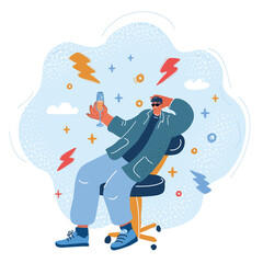 Vector illustration of happy businessman celebrating in his office.