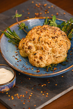 White Wine Marinated Whole Roasted Cauliflower