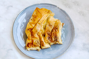 Traditional Bulgarian Cheese Phyllo Pastry Pie.