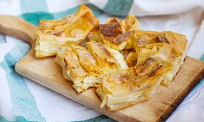 Traditional Bulgarian Cheese Phyllo Pastry Pie.