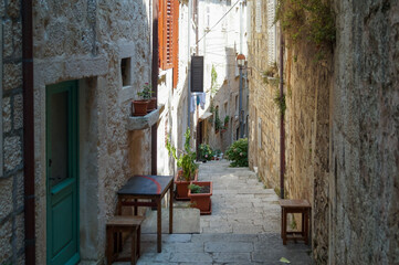 Croatia, Korcula - narrow street in the old town