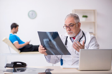Young male patient visiting old male doctor radiologist