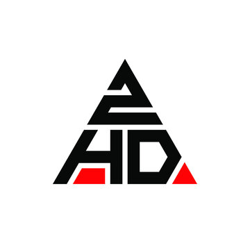 ZHD triangle letter logo design with triangle shape. ZHD triangle logo design monogram. ZHD triangle vector logo template with red color. ZHD triangular logo Simple, Elegant, and Luxurious Logo. ZHD 
