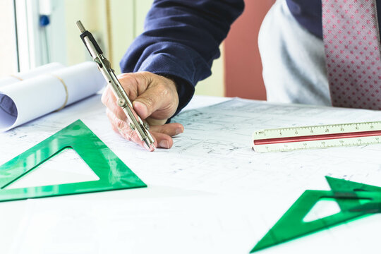 Architect working on his desk