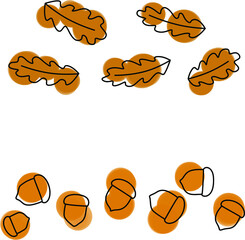 Acorns and Leaves. Original vector illustration of acorns and leaves. It's autumn time. Design for prints or patterns.