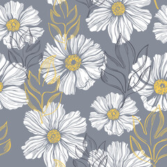 Floral pattern with white flowers.