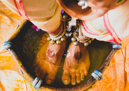 Mans feet in water