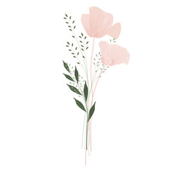 Bouquet vector stock illustration. An element for a wedding invitation. Isolated on a white background. Pink flowers. Close-up.